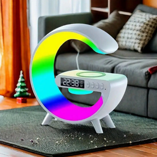 G63 višefunkcionalna desktop lampa sa bežičnim zvučnikom i punjenjem, RGB LED svetlom i budilnikom